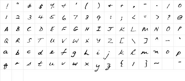 Van Regular  glyph index