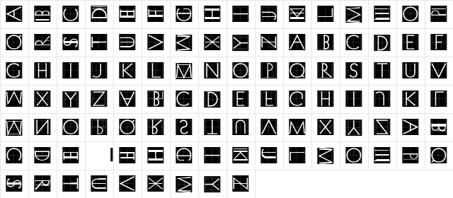 XperimentypoTwo Regular  glyph index