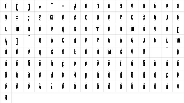 Kombi Regular  glyph index