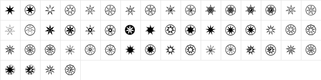 MysticStar Regular  glyph index