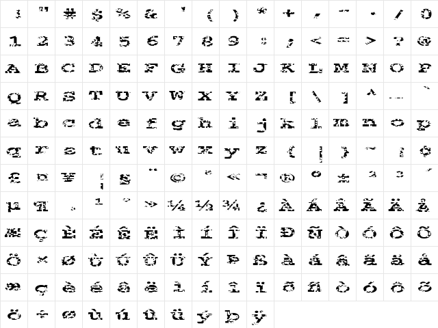 FZ BASIC 54 HOLEY EX Normal  glyph index