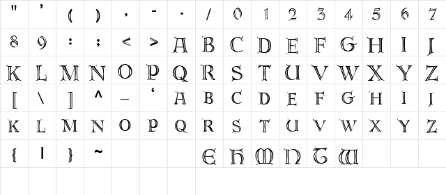 DeRoos Caps  glyph index