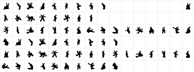 MD Rabbit35 Regular  glyph index