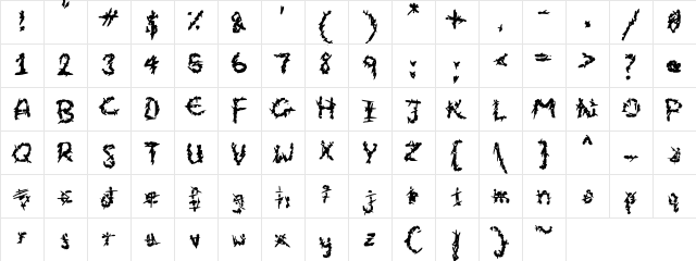 Eroded Strikethrough Lines Regular  glyph index