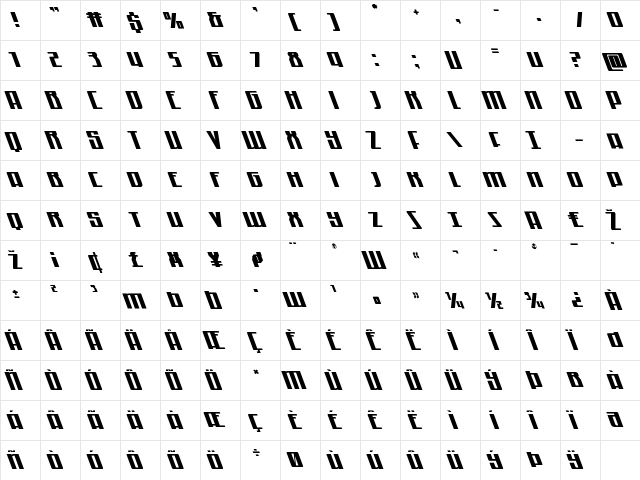 Quantum of Malice Leftalic Italic  glyph index