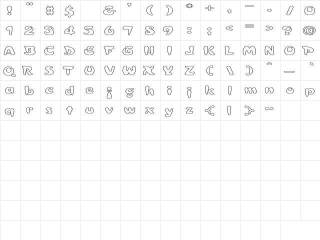 Croissant HE Regular  glyph index