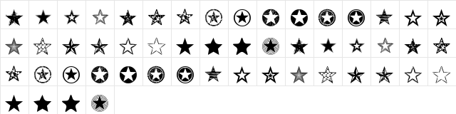 Seeing Stars Regular  glyph index