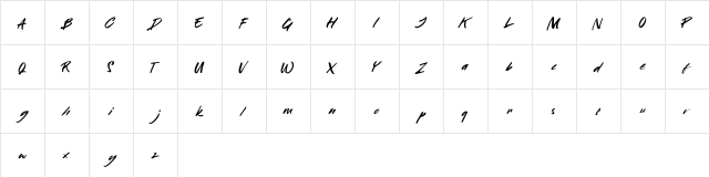 pinksture Regular  glyph index