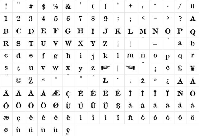 Gooseflesh Regular  glyph index