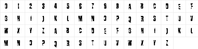 VTKS RASURADA Regular  glyph index