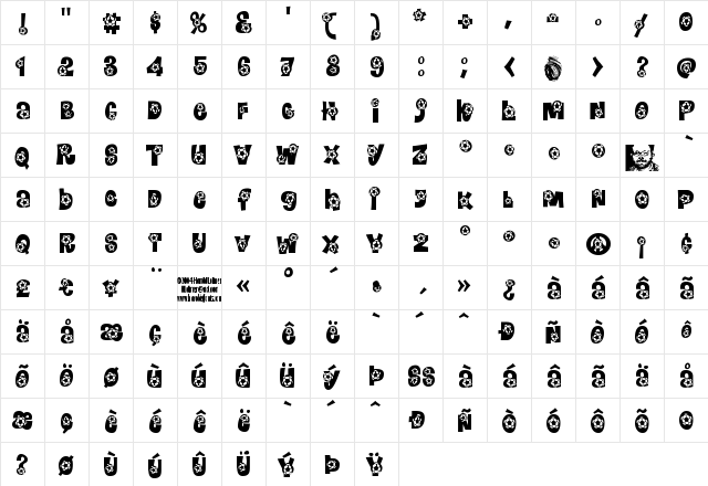 Bend It Regular  glyph index