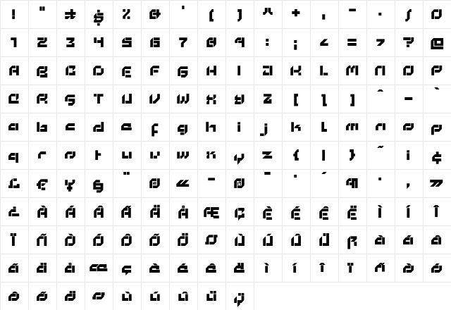 Cyberwar Regular  glyph index