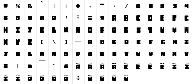Americanos Regular  glyph index