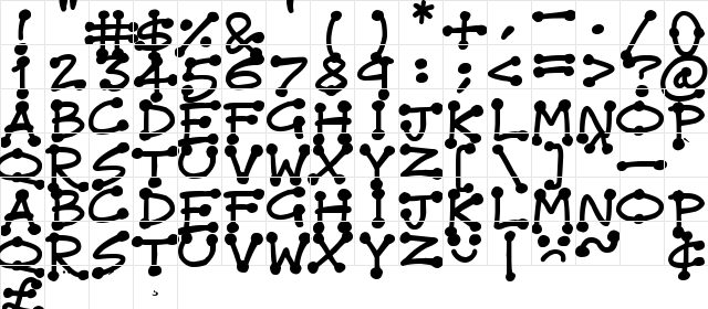 Dot Stick Doodles Regular  glyph index