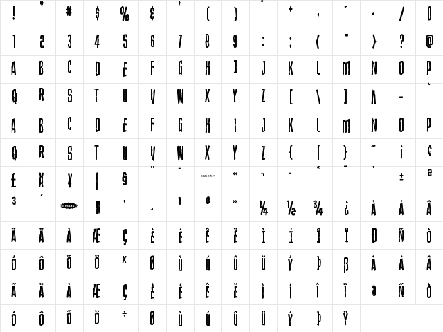 Stranger Danger Staggered Regular  glyph index