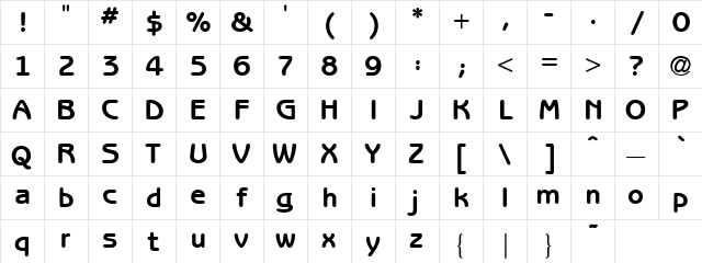 Redjamin Gothic Regular  glyph index