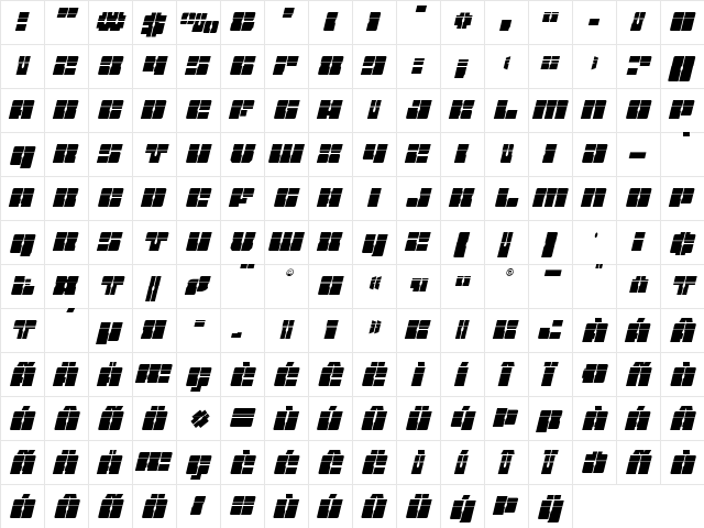 Star Nursery Laser Italic Italic  glyph index