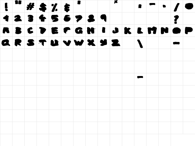 Urban Ghost Regular  glyph index