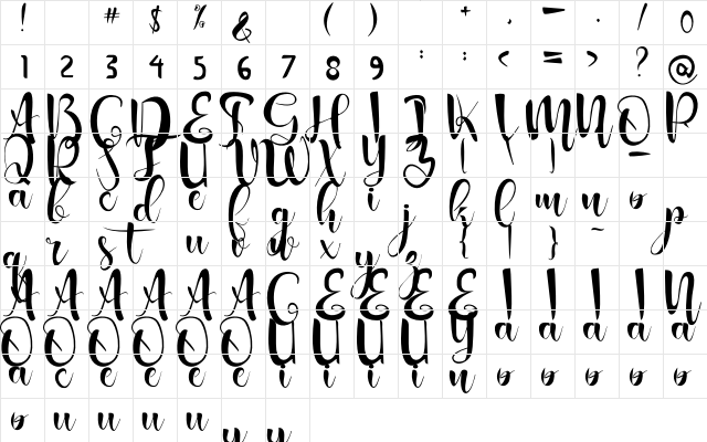 Stenlies Regular  glyph index