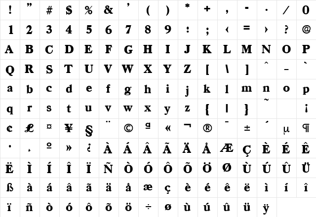 Casad-Serial-Heavy Regular  glyph index