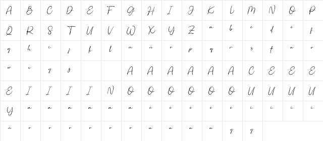 Coconut Beach Personal Use  glyph index
