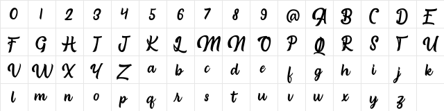 Brongline Presiom Regular  glyph index