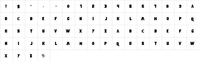 WLM The Quick Brown Fox Regular  glyph index