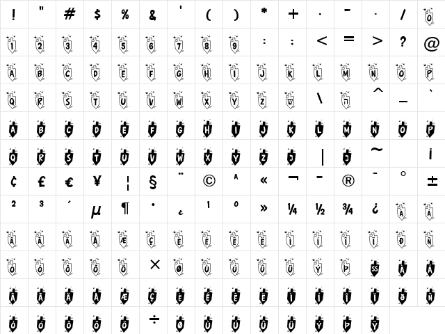 Hurrah Dreidle BTN Regular  glyph index