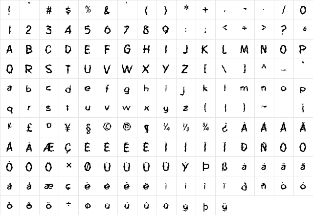 FZ WACKY 63 Normal  glyph index
