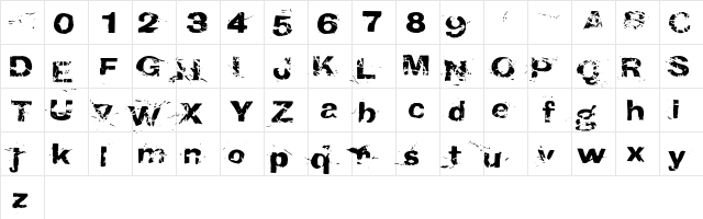 CrunchyFaxPhont Regular  glyph index