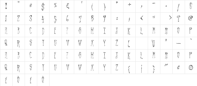 Regal Demise Regular  glyph index
