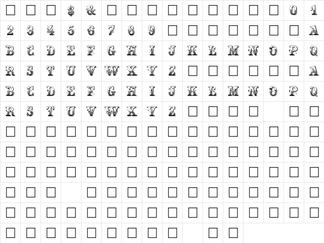 MaxInitiale Regular  glyph index