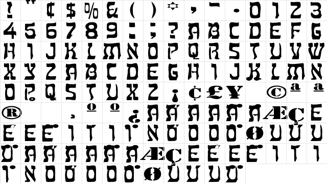 Moses-Light Ex Regular  glyph index