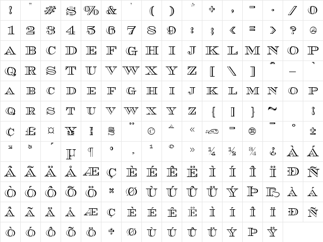 Currency Outline Regular  glyph index