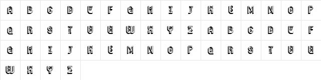Byzan Regular  glyph index
