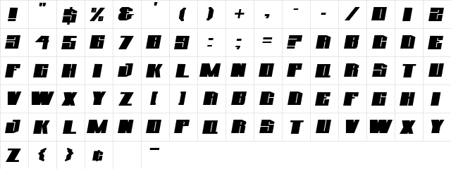 GBI Regular  glyph index