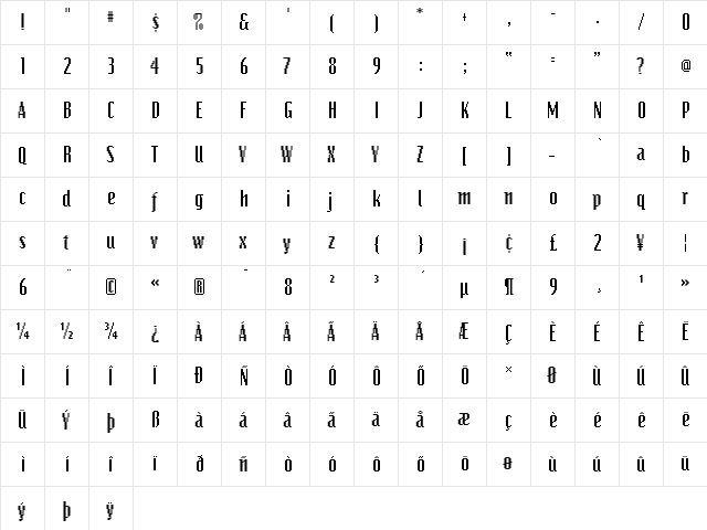 OaklandFifTeen Regular  glyph index