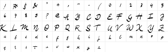 The Smithey Regular  glyph index
