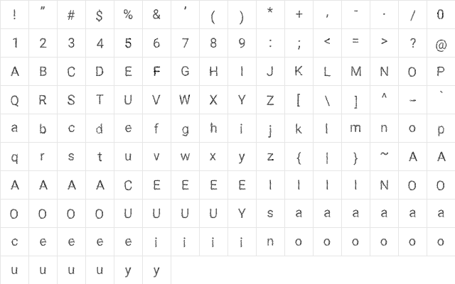 SPAGHETTI-SANS Regular  glyph index