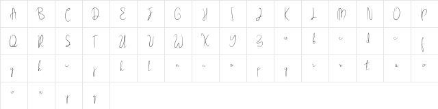 Bellgia Regular  glyph index