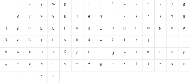 Bolula regular  glyph index