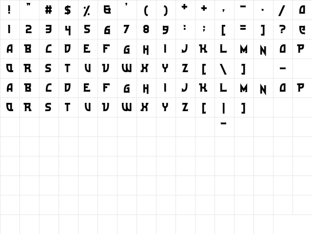 Ultramarine Regular  glyph index