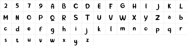 the Hungary Regular  glyph index