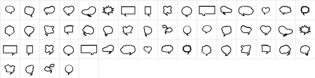 Mini Pics Balloonies Bold  glyph index