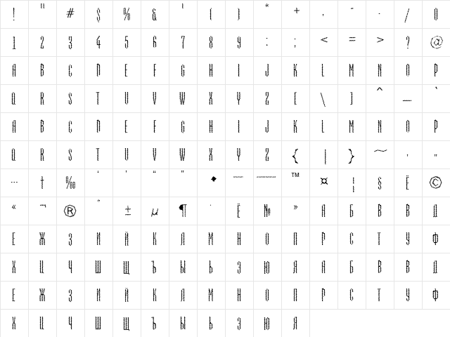 a_EmpirialBrk Regular  glyph index