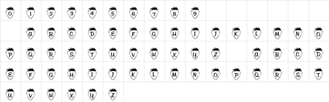 101! Strawberry Delight Regular  glyph index
