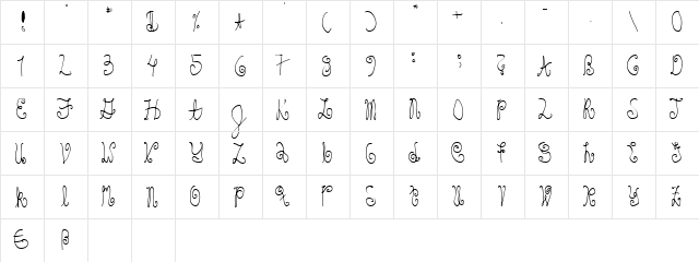 Schosszeit Regular  glyph index