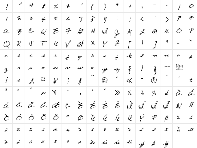 LEHN053 Regular  glyph index