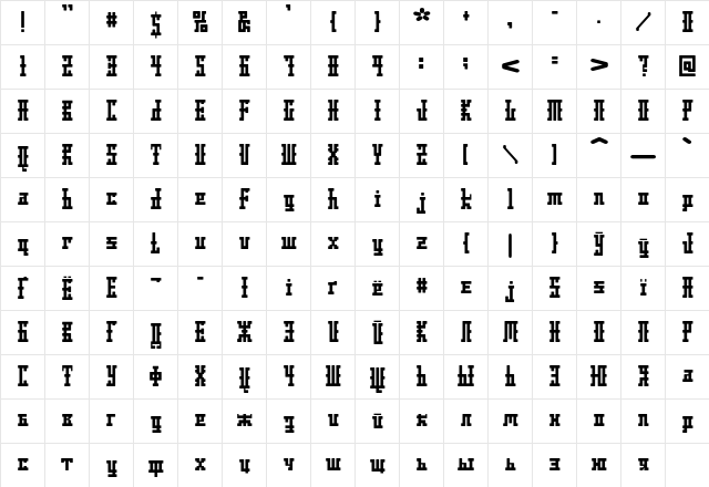 DS AyaksC Regular  glyph index