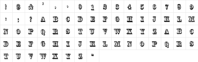 RadiantAntique Regular  glyph index